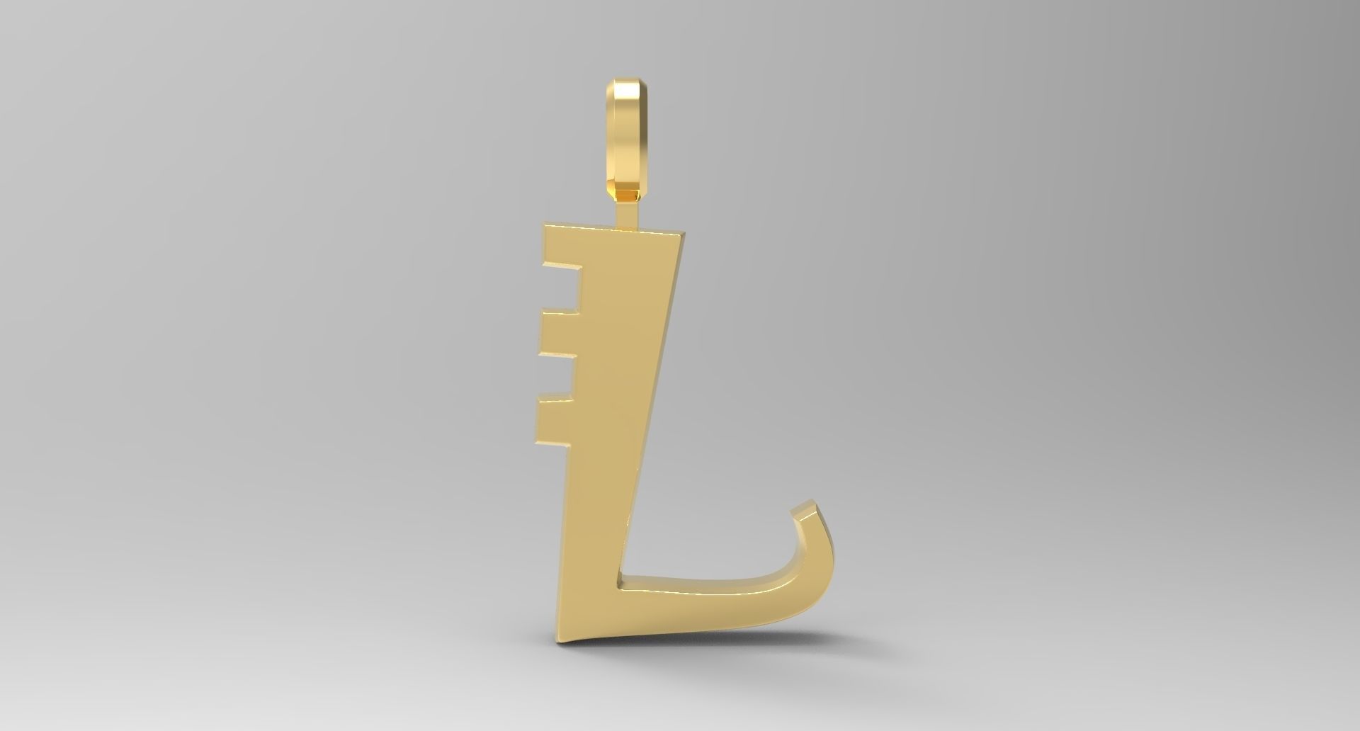 L Letter Pendant Gold 3D print model_1