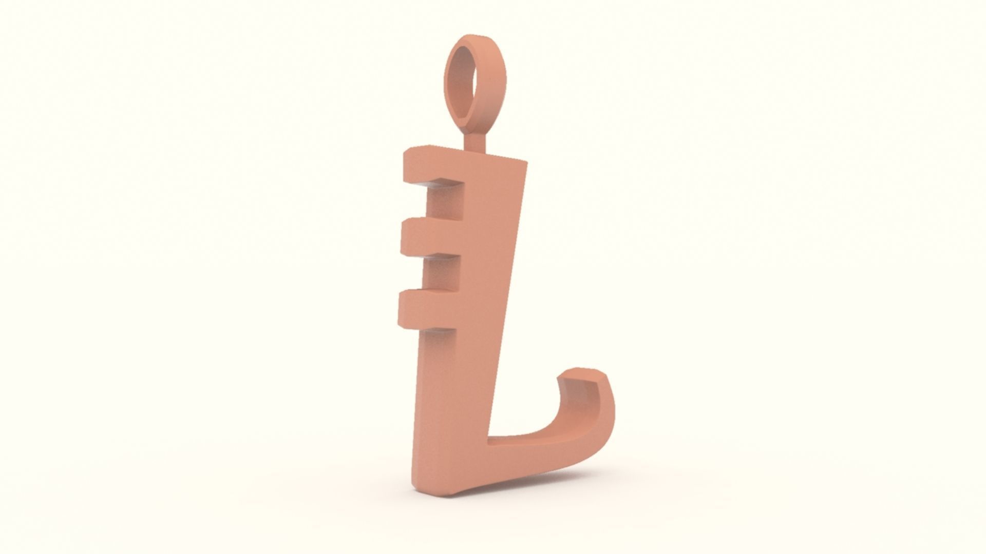 L Letter Pendant Gold 3D print model_7