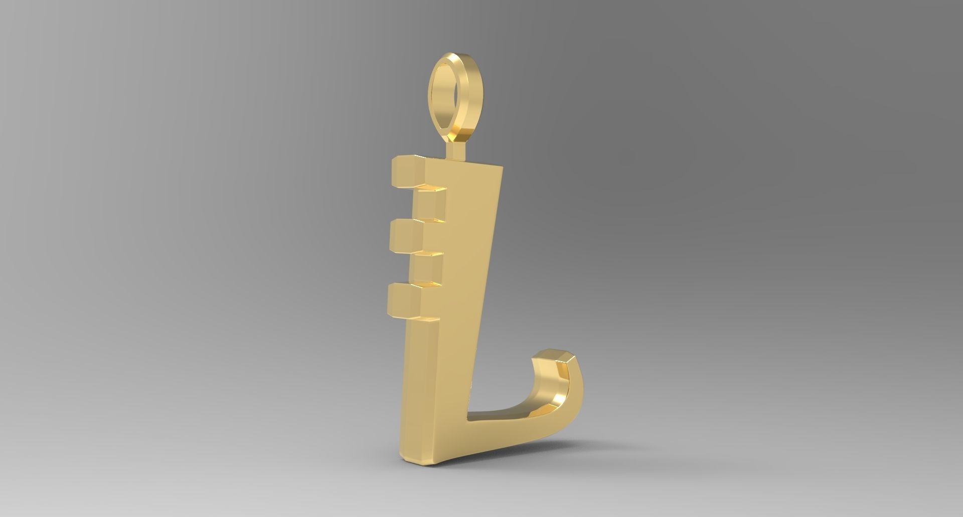 L Letter Pendant Gold 3D print model_3