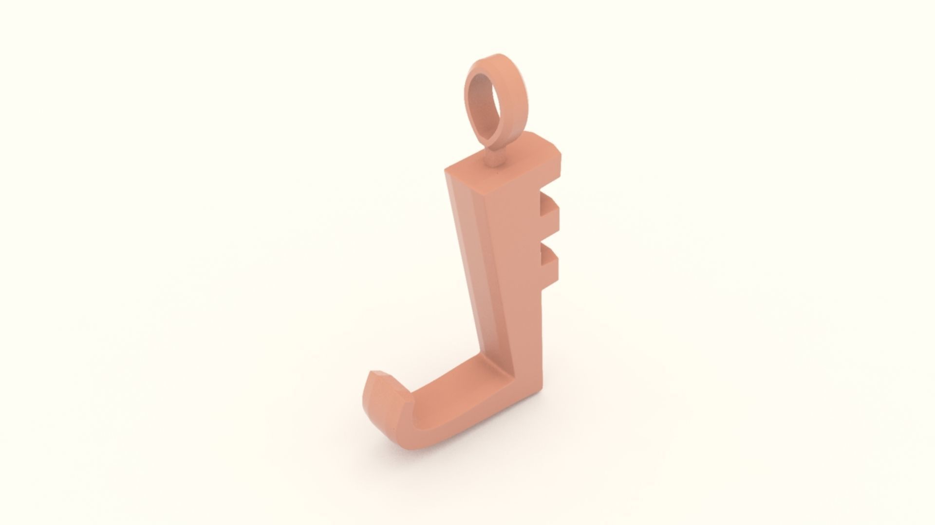 L Letter Pendant Gold 3D print model_6