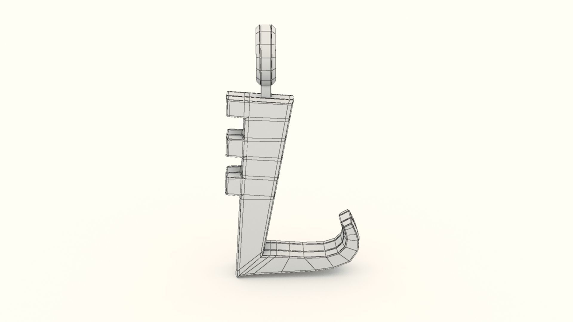 L Letter Pendant Gold 3D print model_9