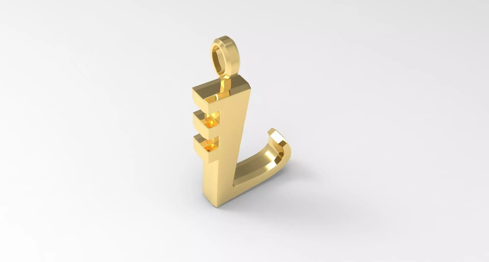 L Letter Pendant Gold 3D print model_0