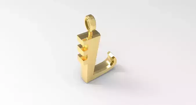 L Letter Pendant Gold 3D print model