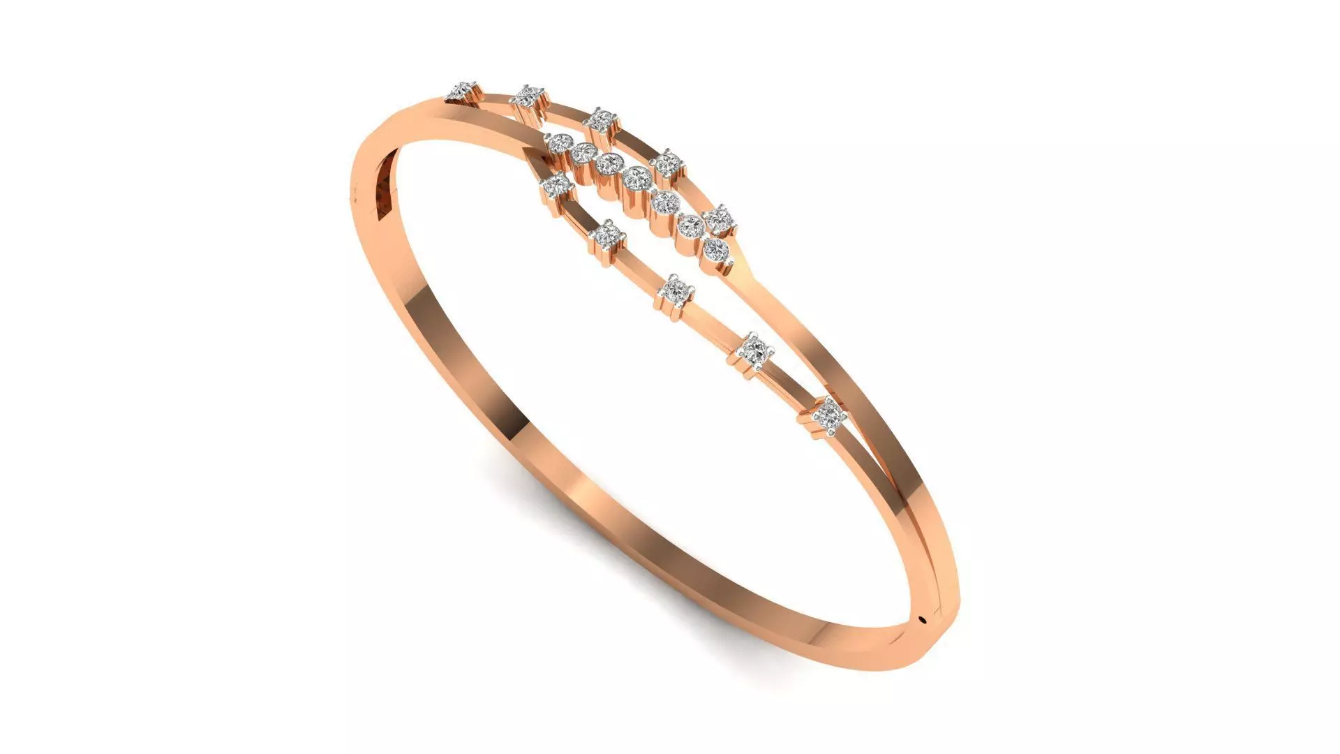 Bracelet-55 rose gold ring with diamonds 3D print model_0