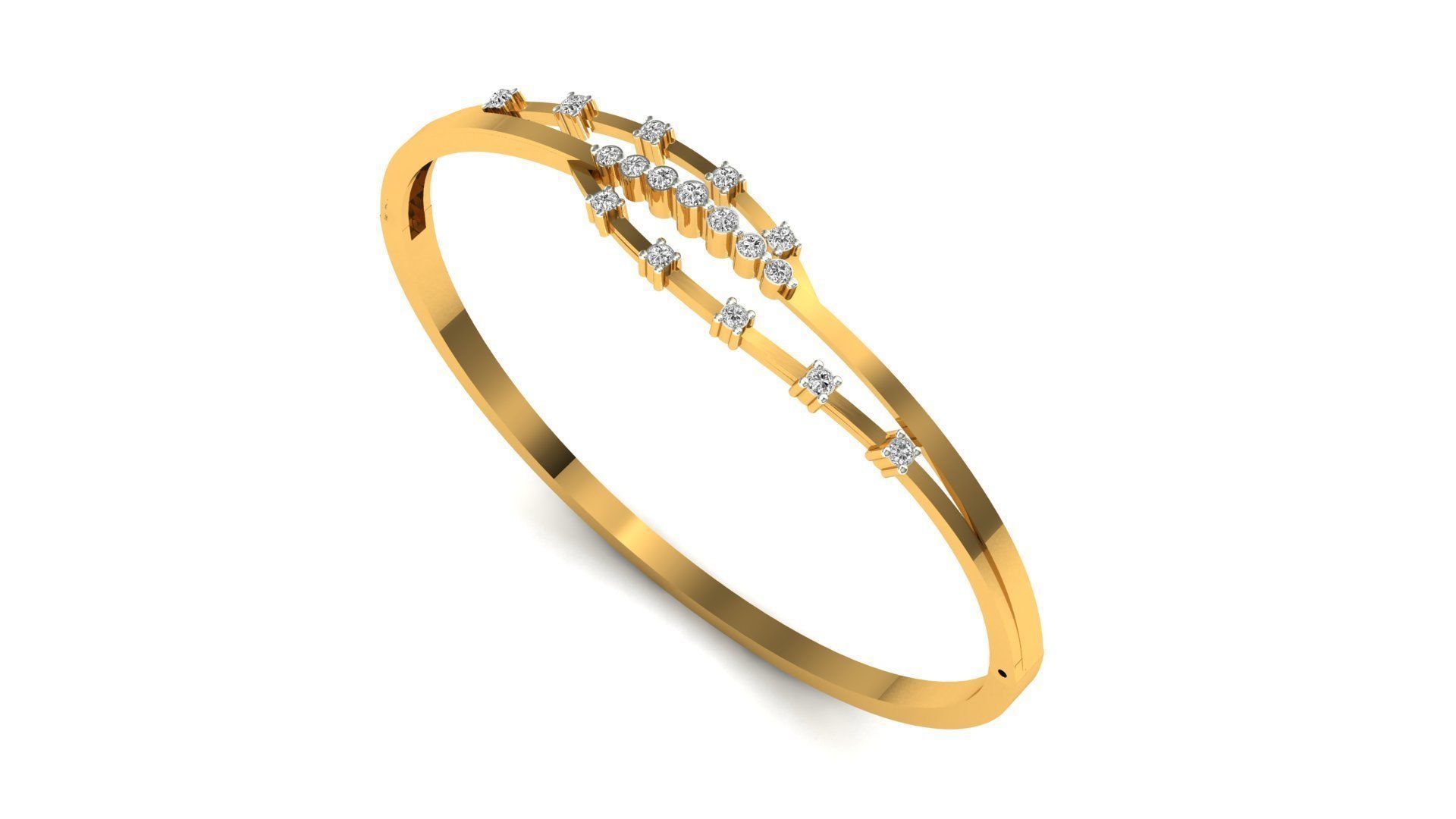 Bracelet-55 rose gold ring with diamonds 3D print model_4