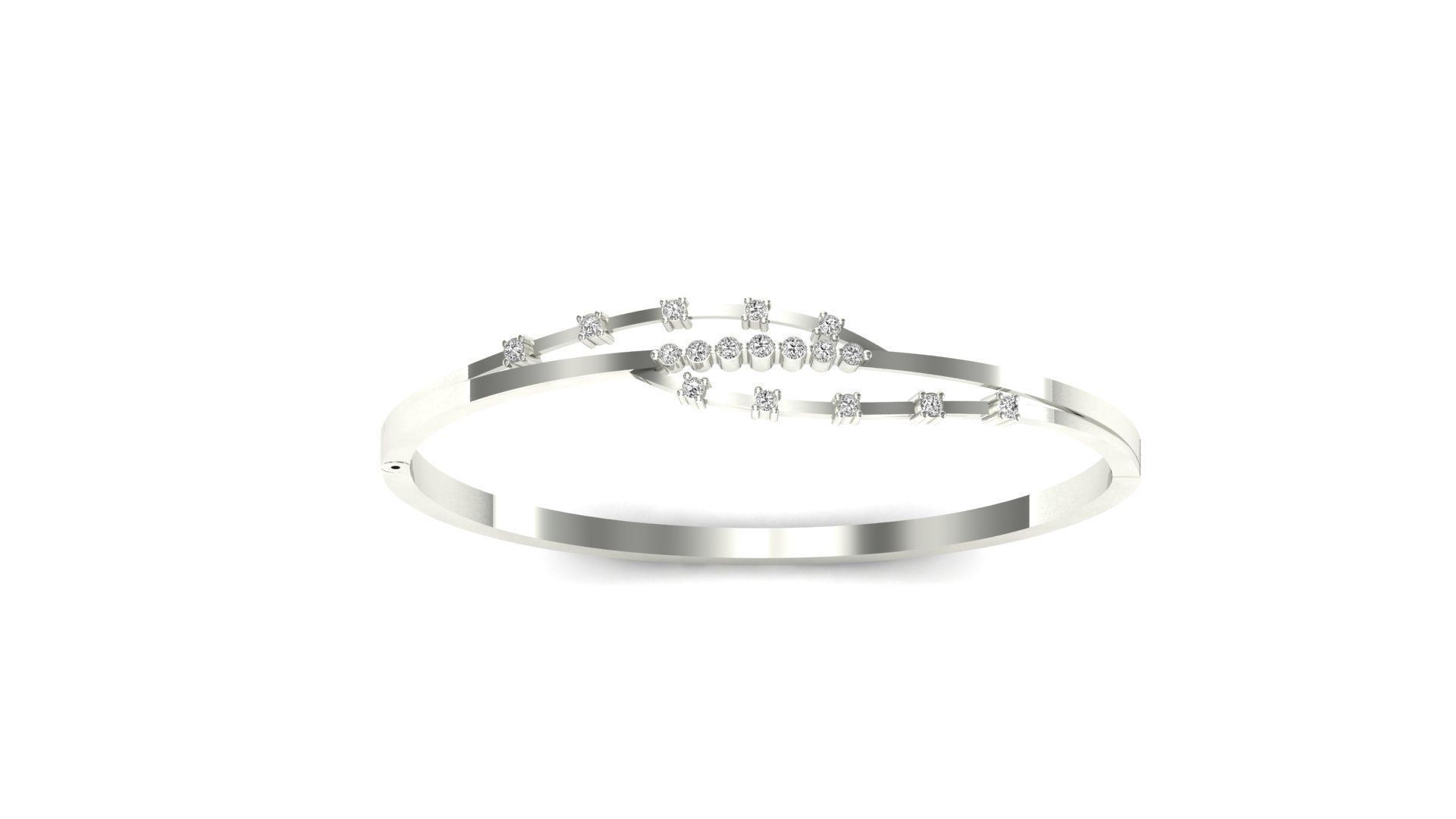 Bracelet-55 rose gold ring with diamonds 3D print model_20