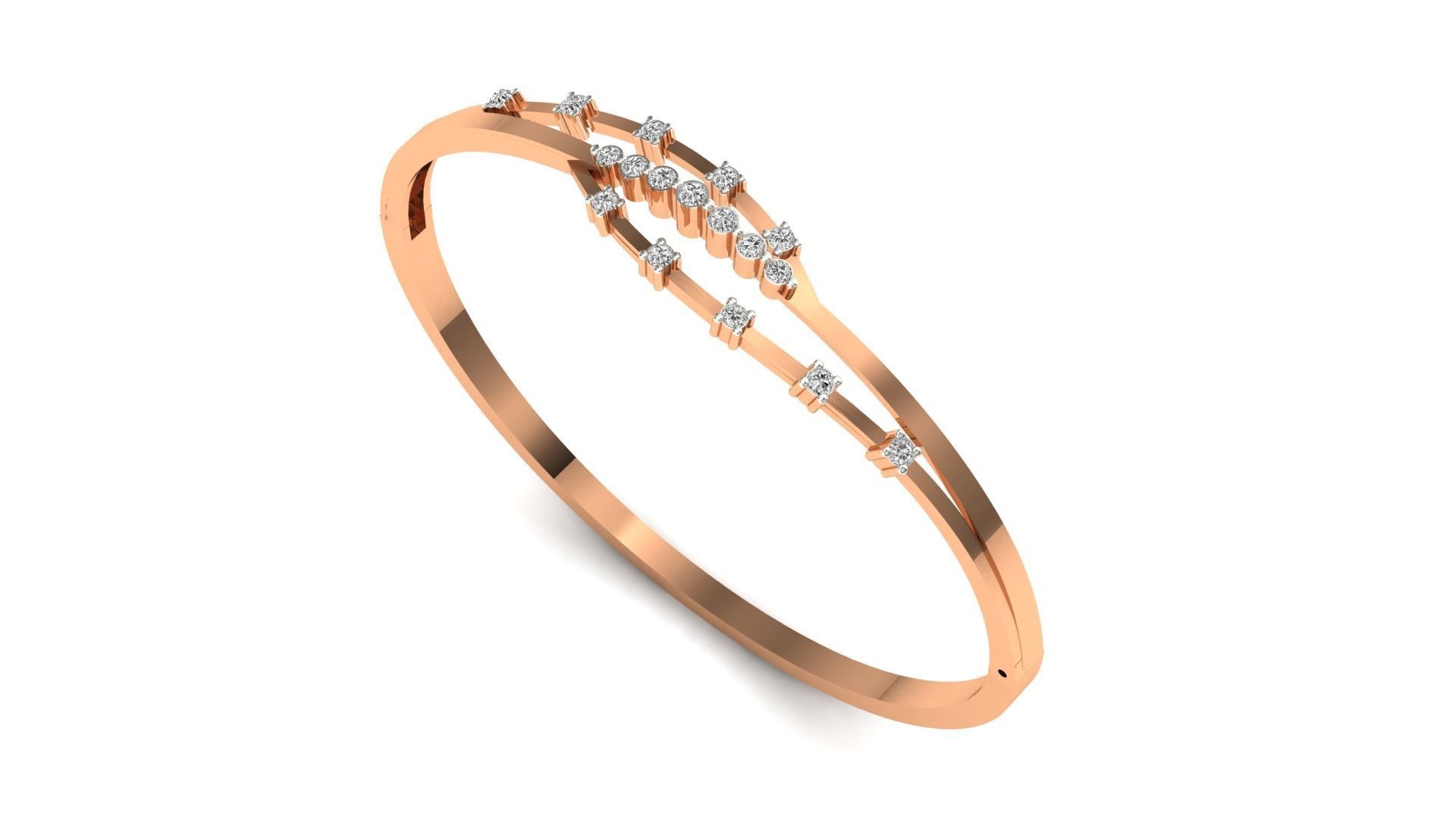 Bracelet-55 rose gold ring with diamonds 3D print model_1