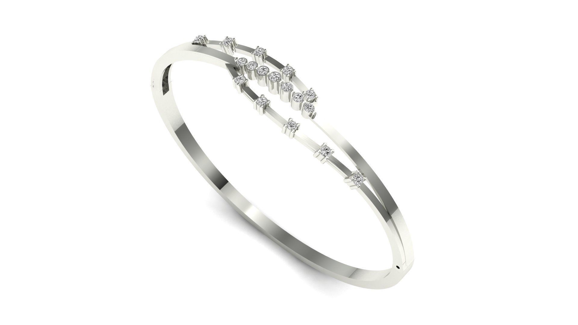 Bracelet-55 rose gold ring with diamonds 3D print model_2