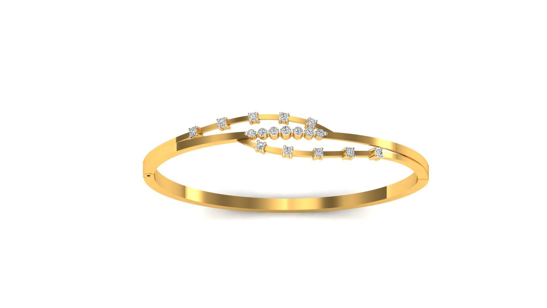 Bracelet-55 rose gold ring with diamonds 3D print model_23