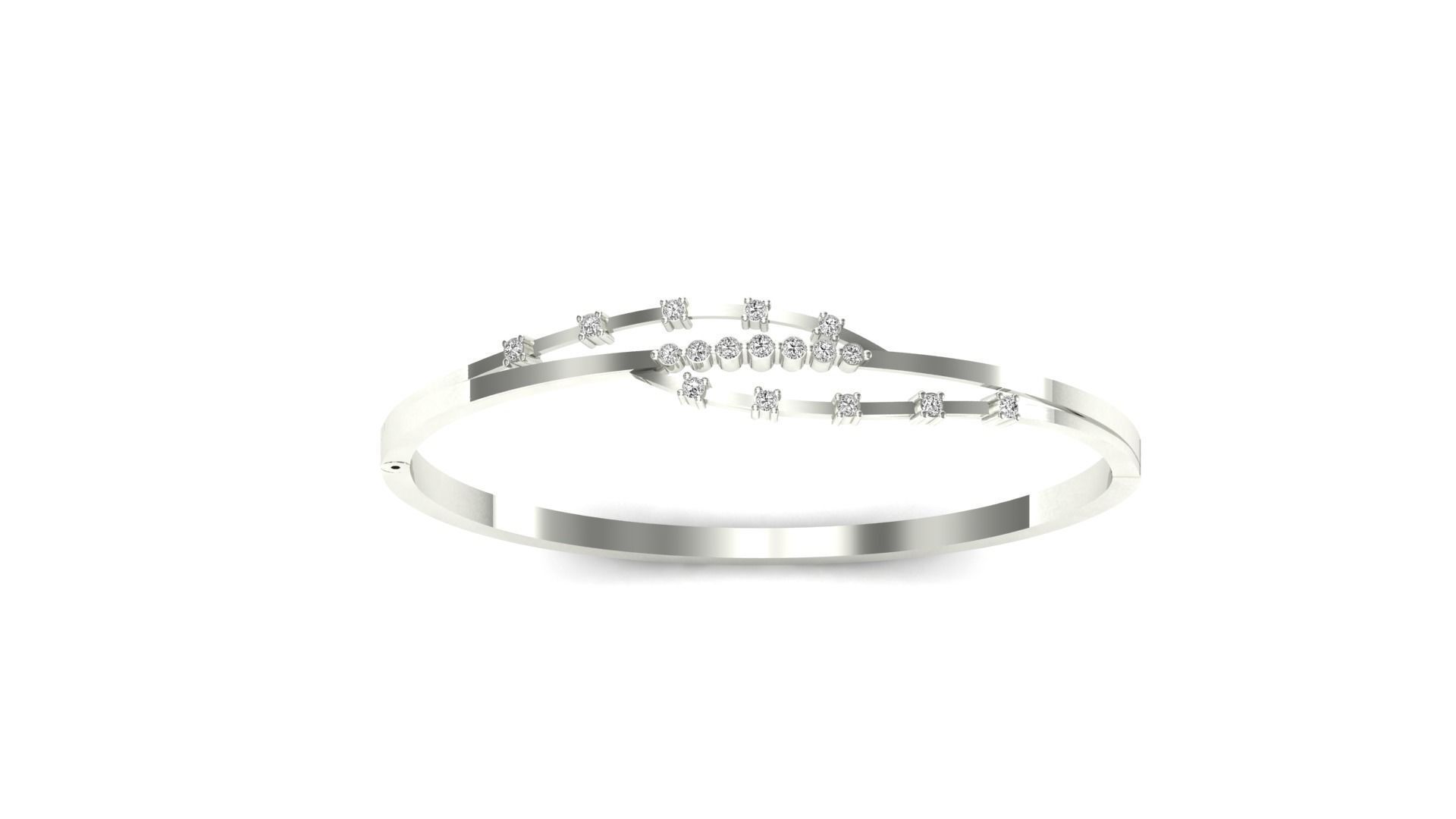 Bracelet-55 rose gold ring with diamonds 3D print model_21