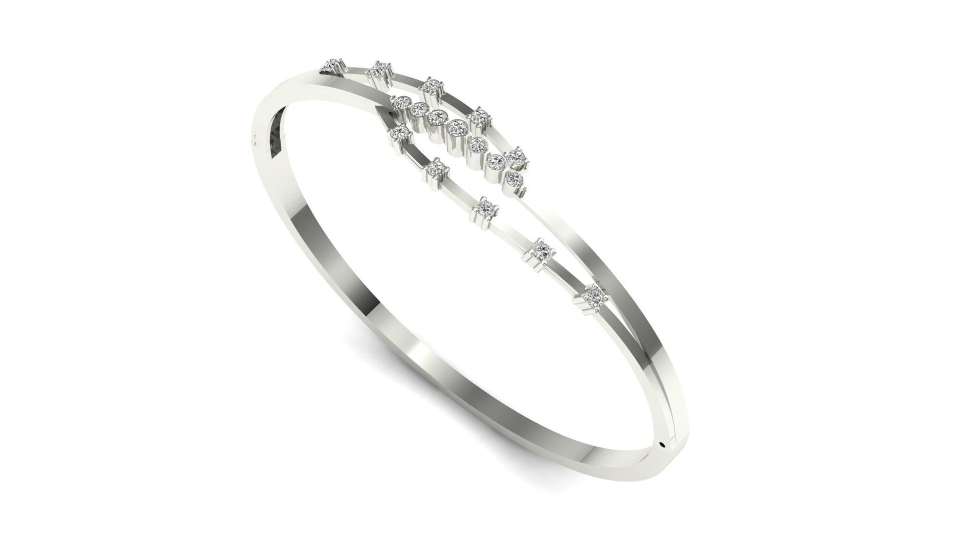 Bracelet-55 rose gold ring with diamonds 3D print model_3