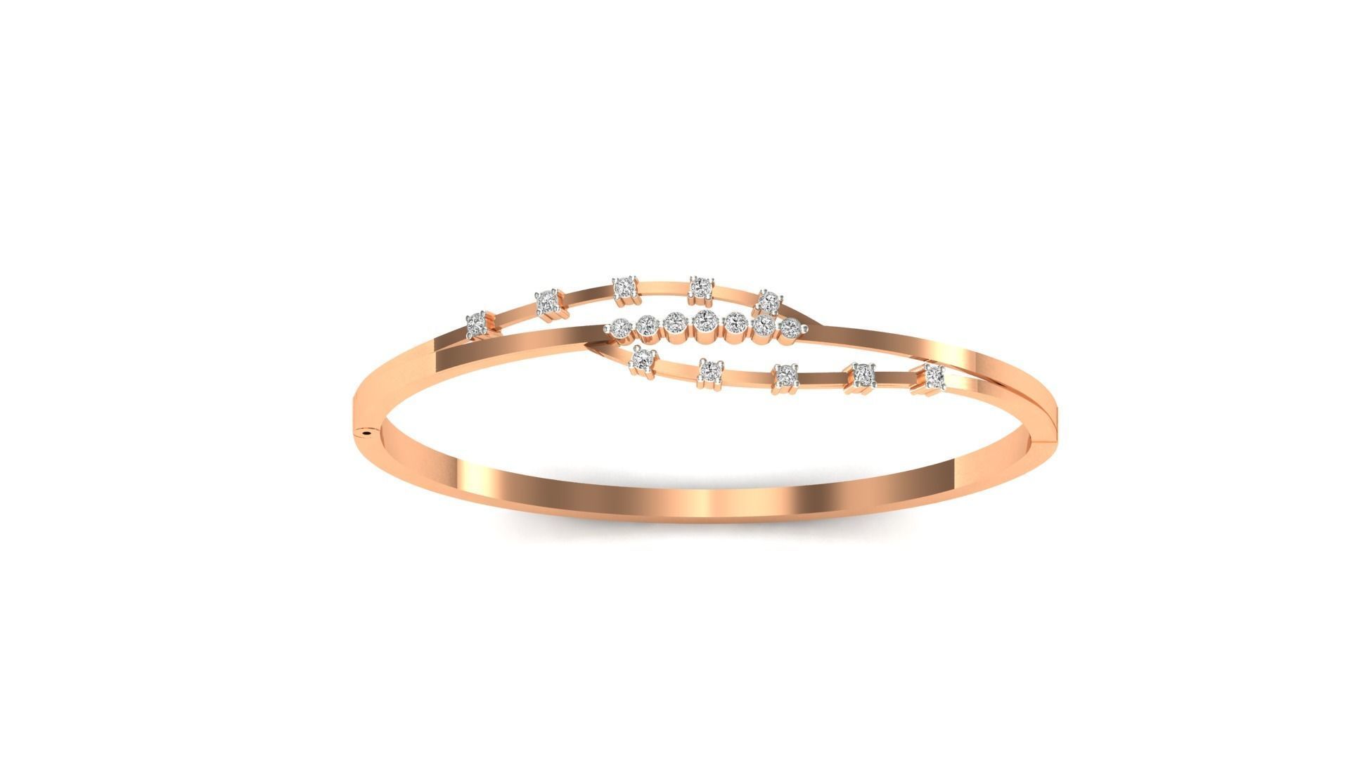 Bracelet-55 rose gold ring with diamonds 3D print model_19