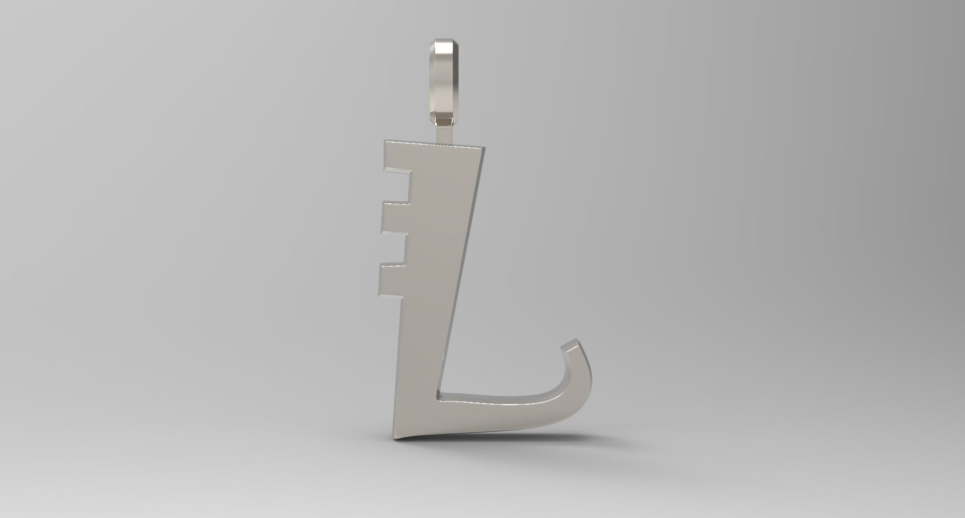 L Letter Pendant Platinum 3D print model_1