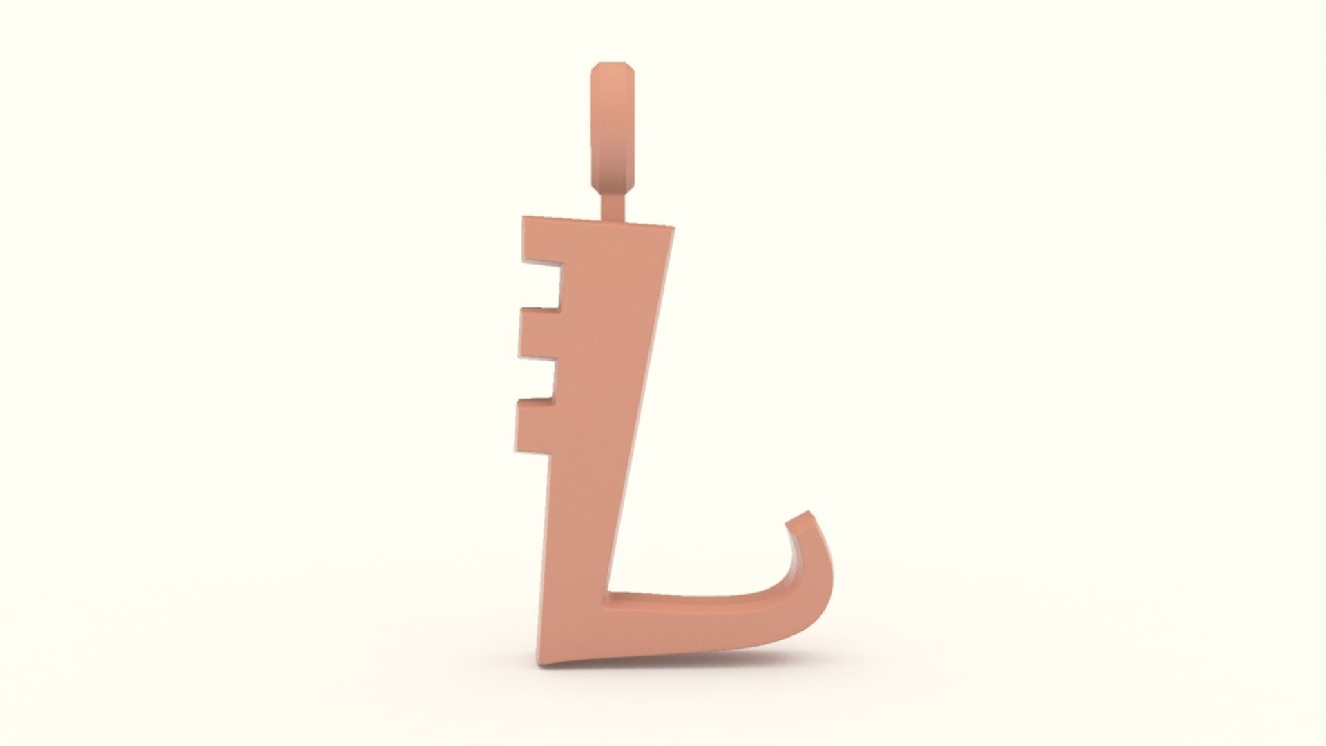 L Letter Pendant Platinum 3D print model_5