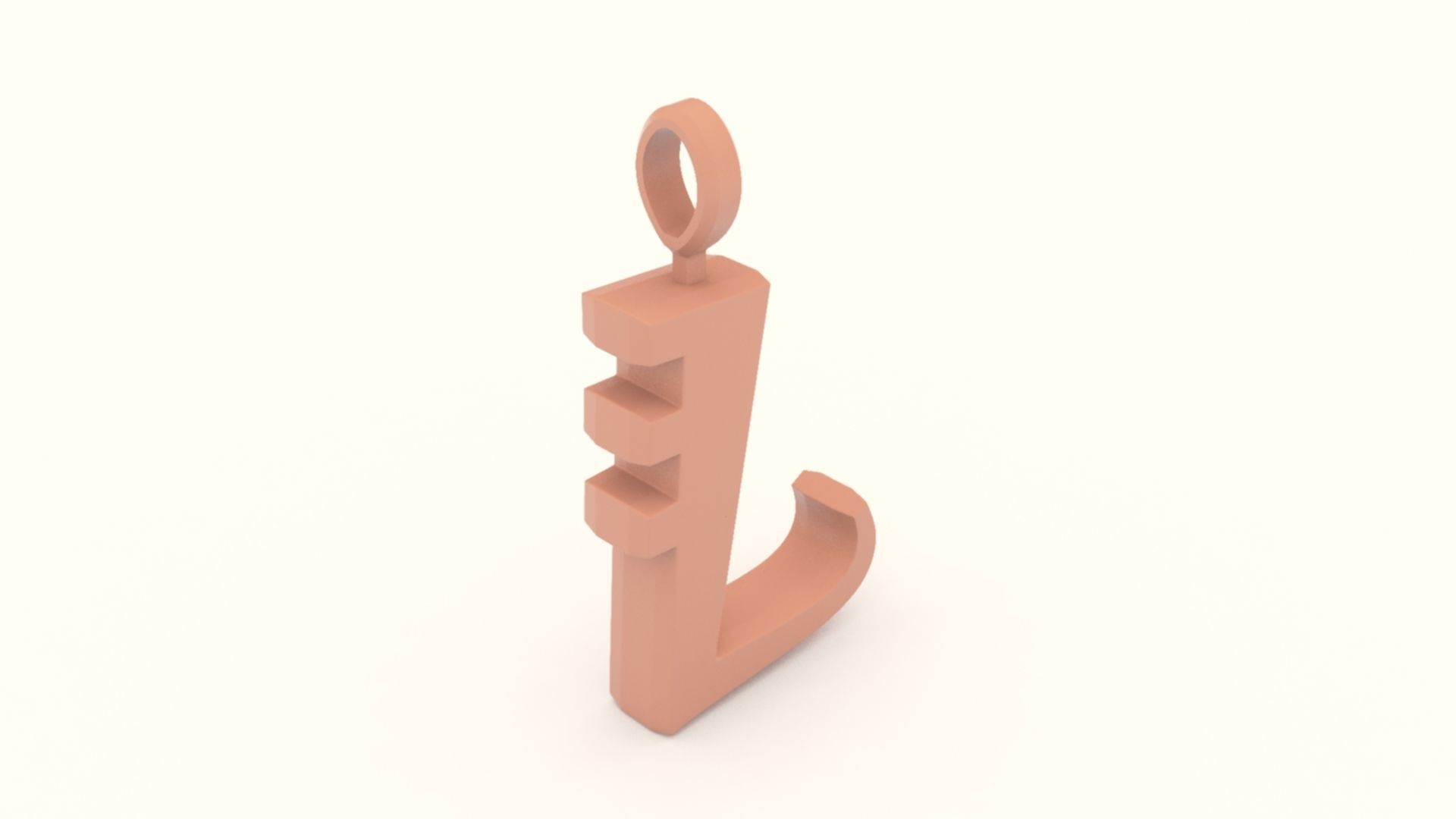 L Letter Pendant Platinum 3D print model_4
