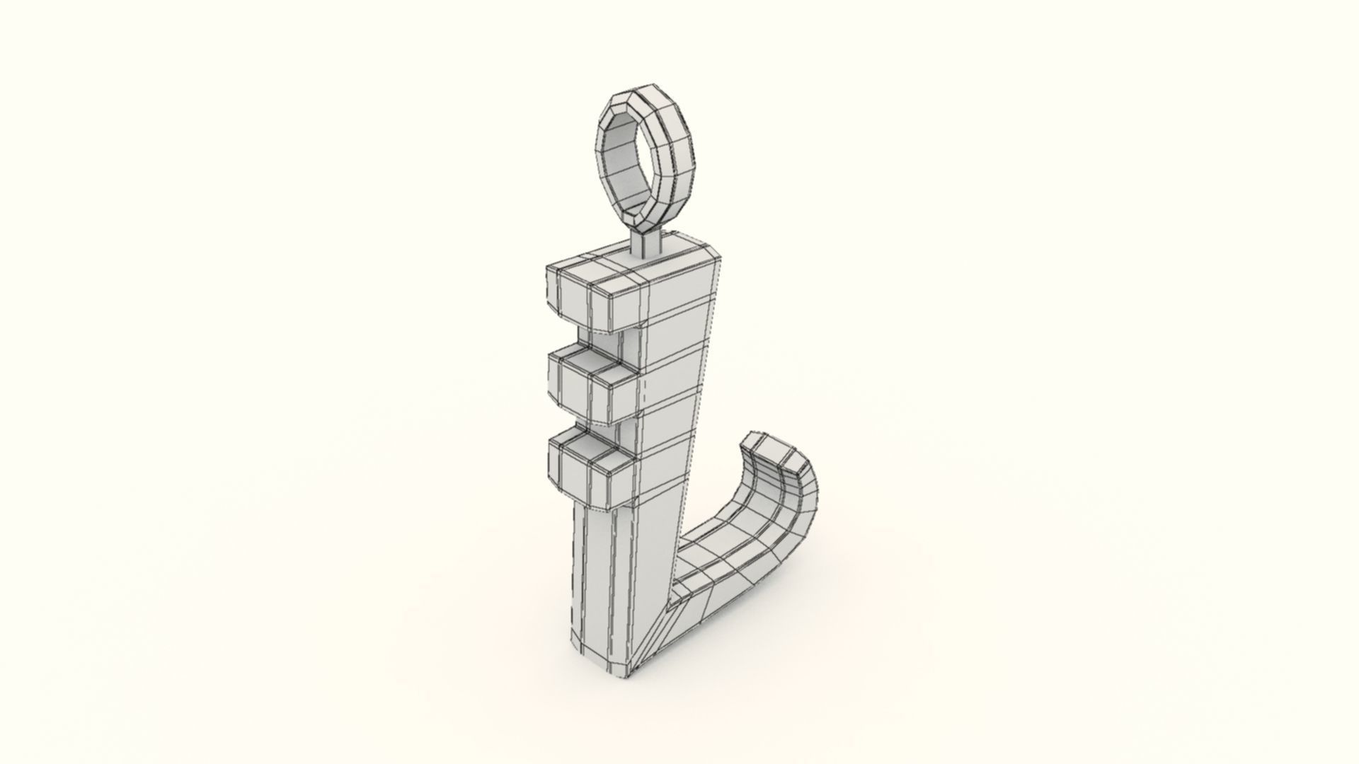 L Letter Pendant Platinum 3D print model_8