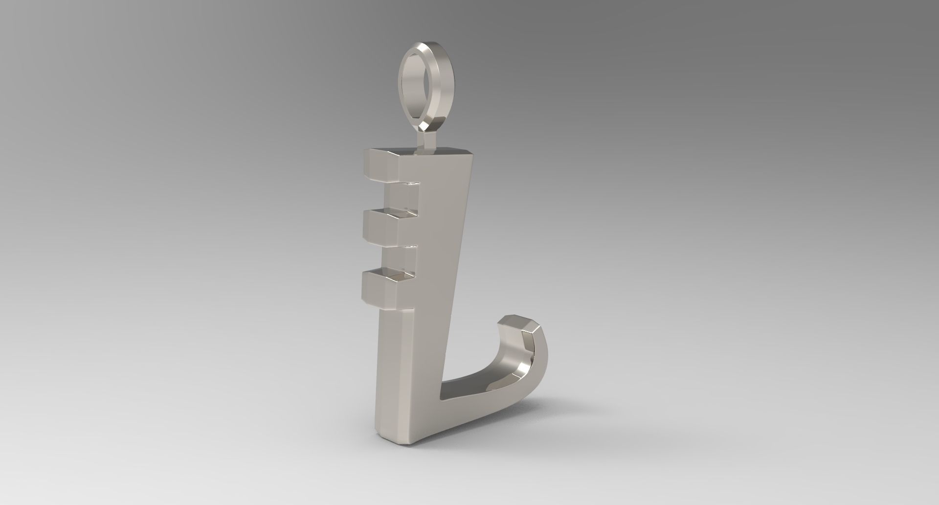 L Letter Pendant Platinum 3D print model_3