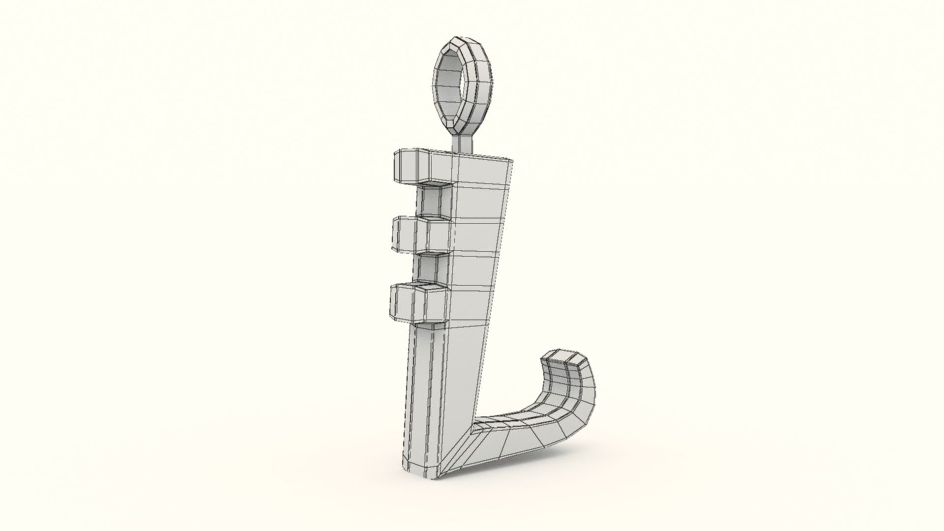 L Letter Pendant Platinum 3D print model_11