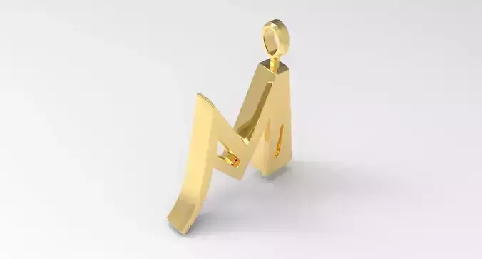M Letter Pendant Gold 3D print model