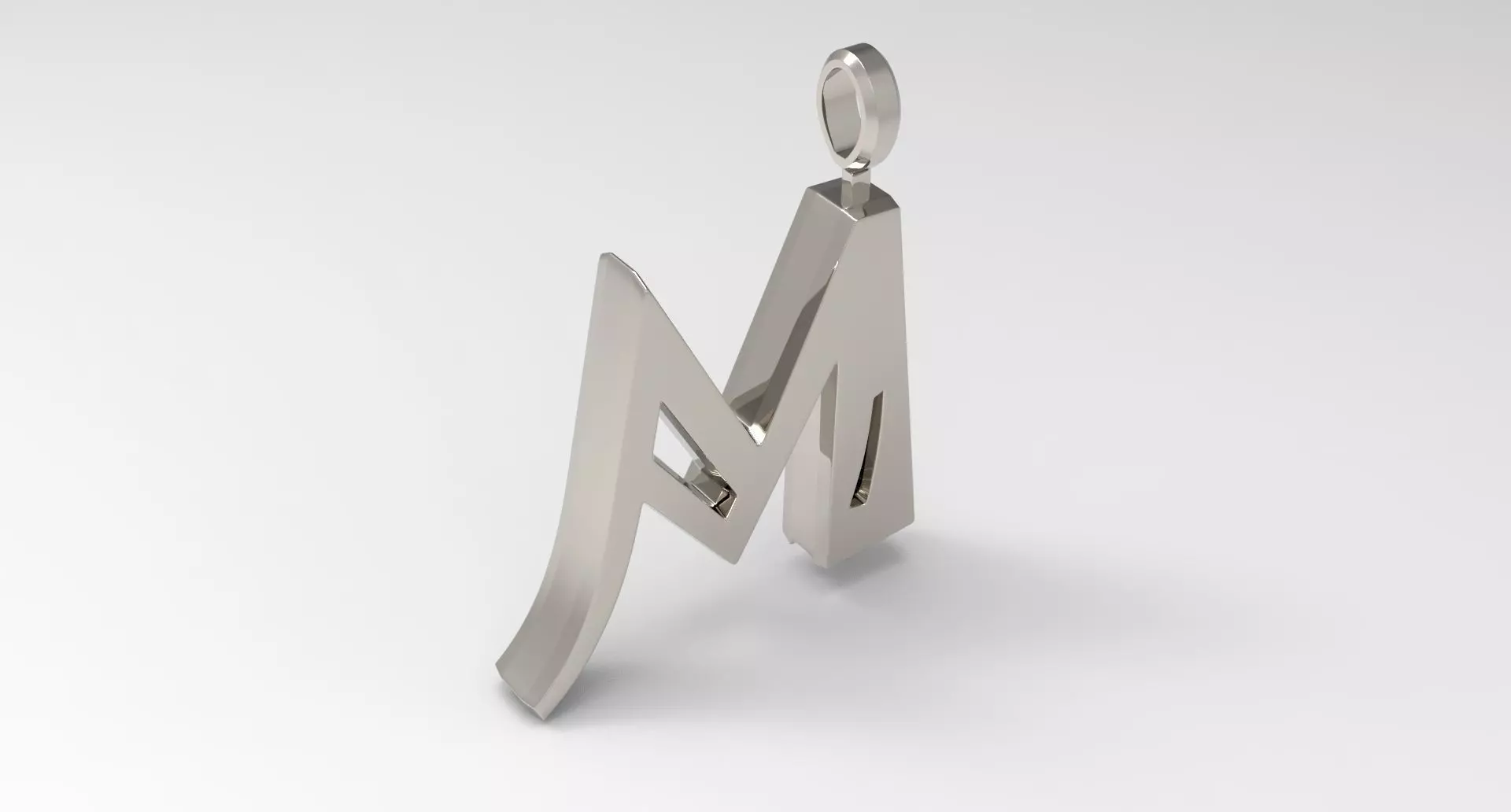 M Letter Pendant Platinum 3D print model_0