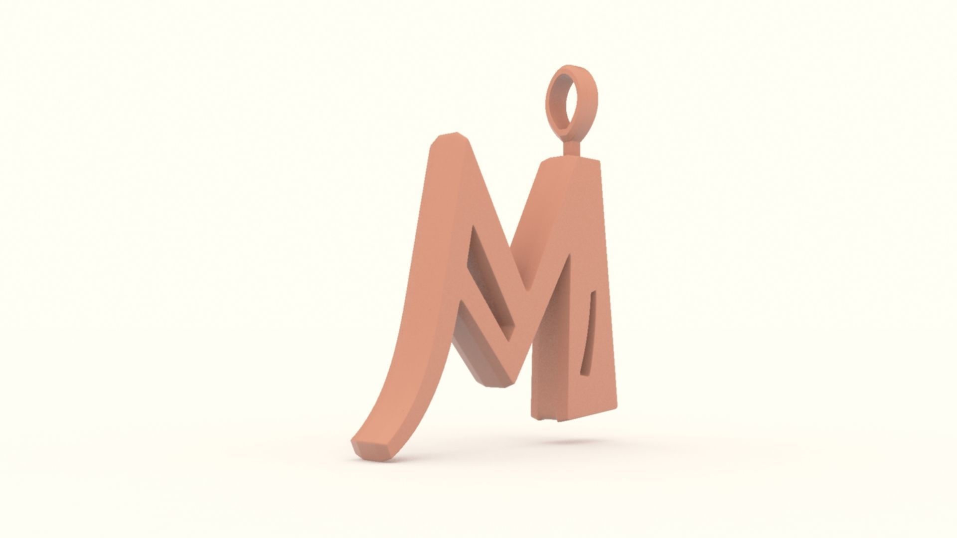 M Letter Pendant Platinum 3D print model_7