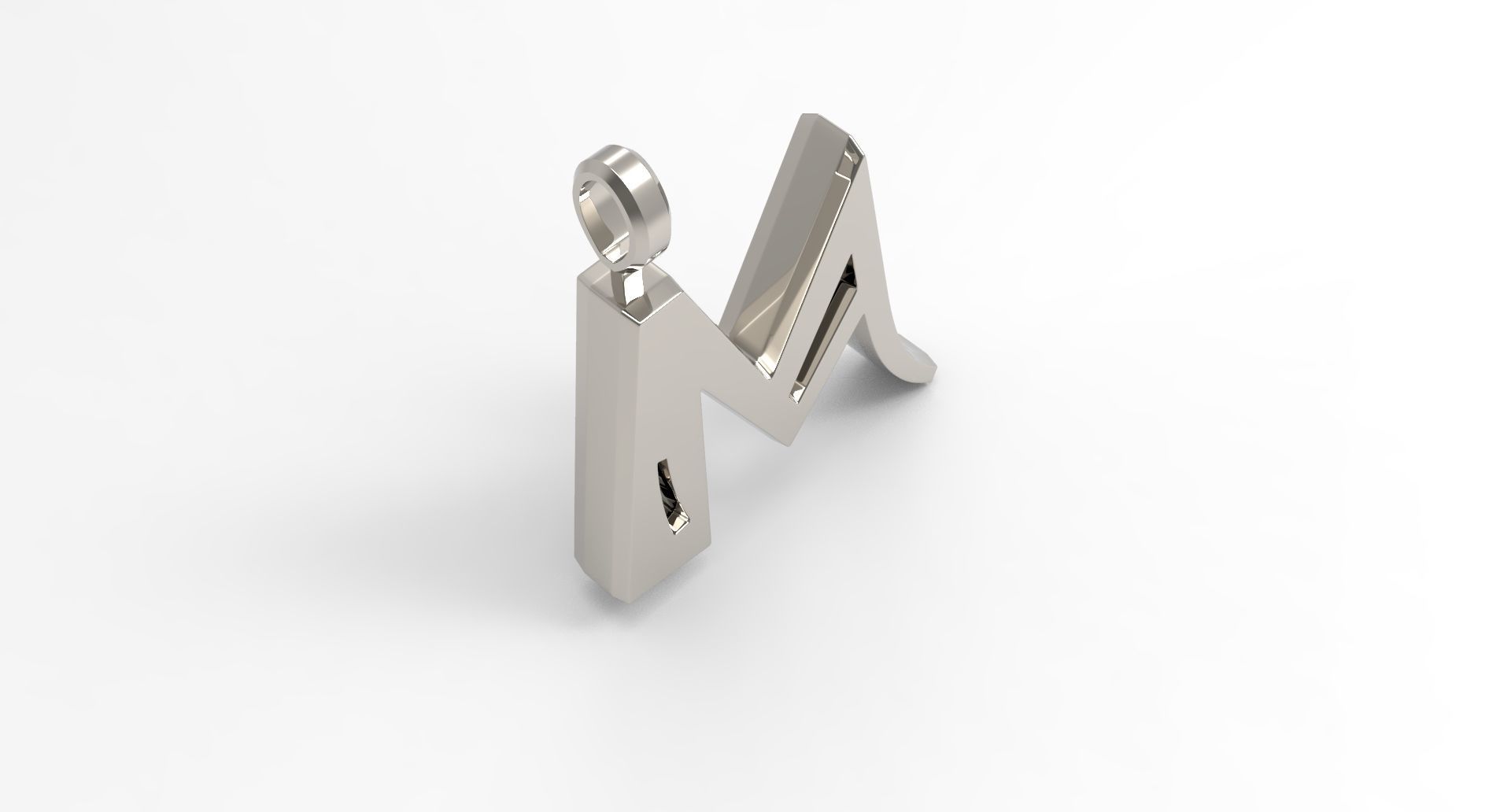 M Letter Pendant Platinum 3D print model_2