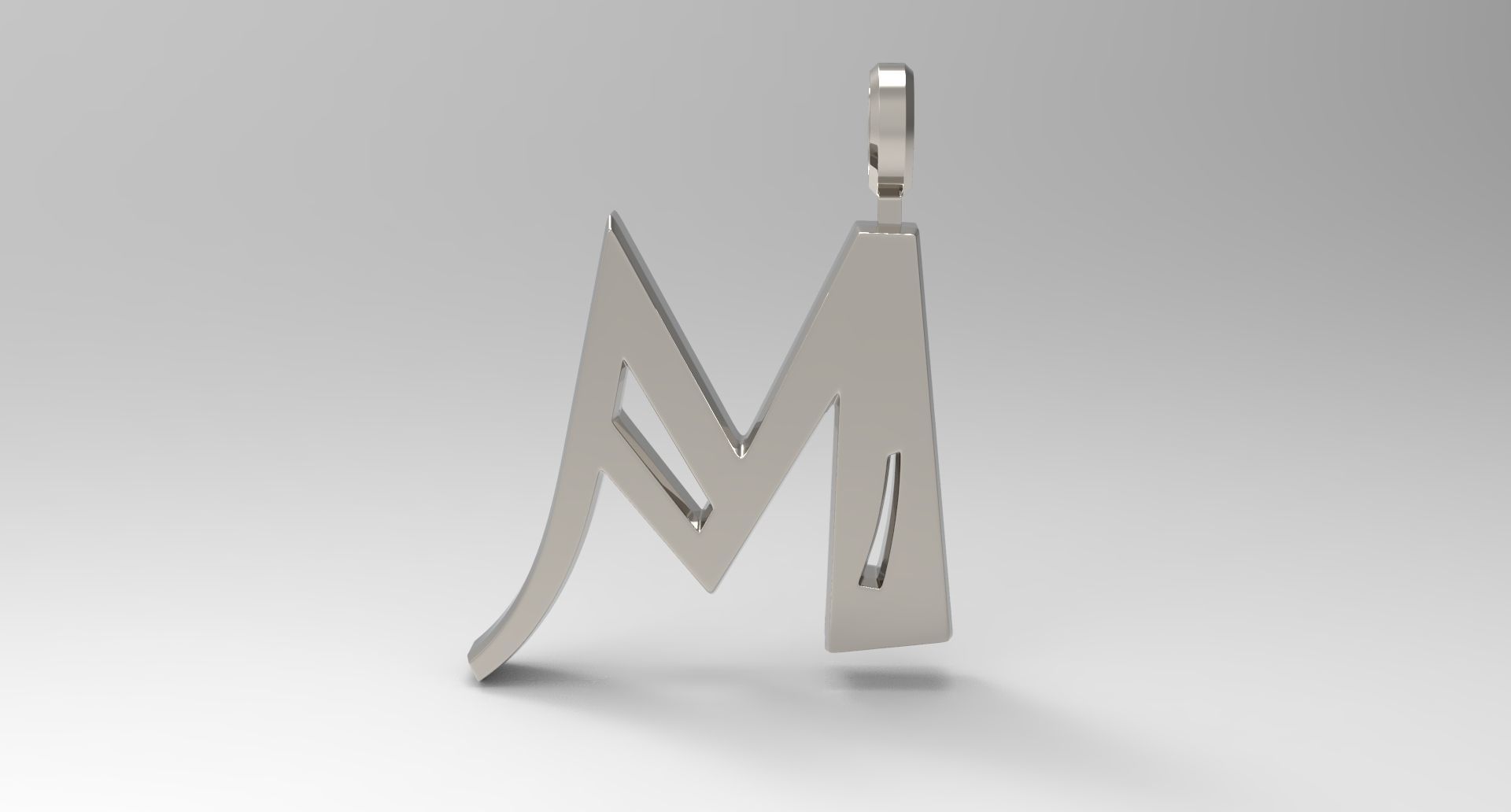 M Letter Pendant Platinum 3D print model_1
