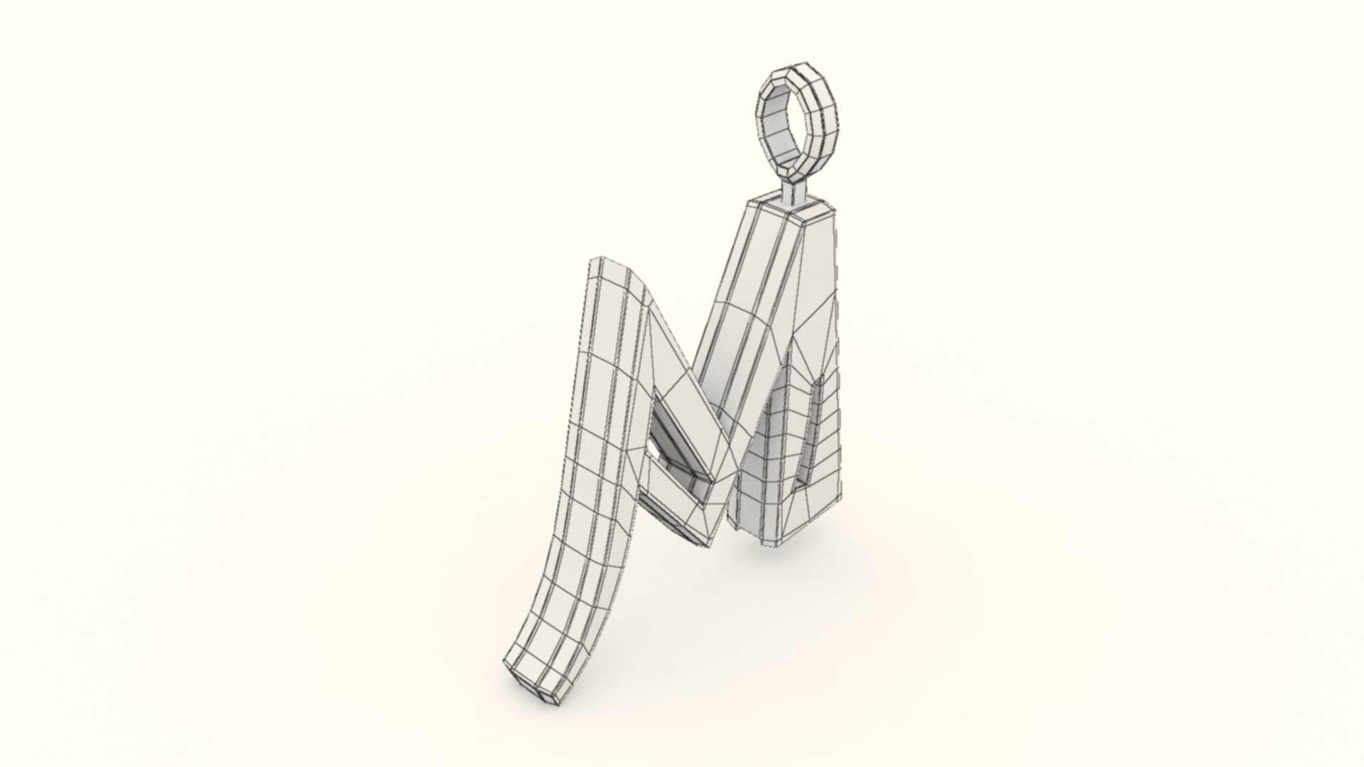 M Letter Pendant Platinum 3D print model_8