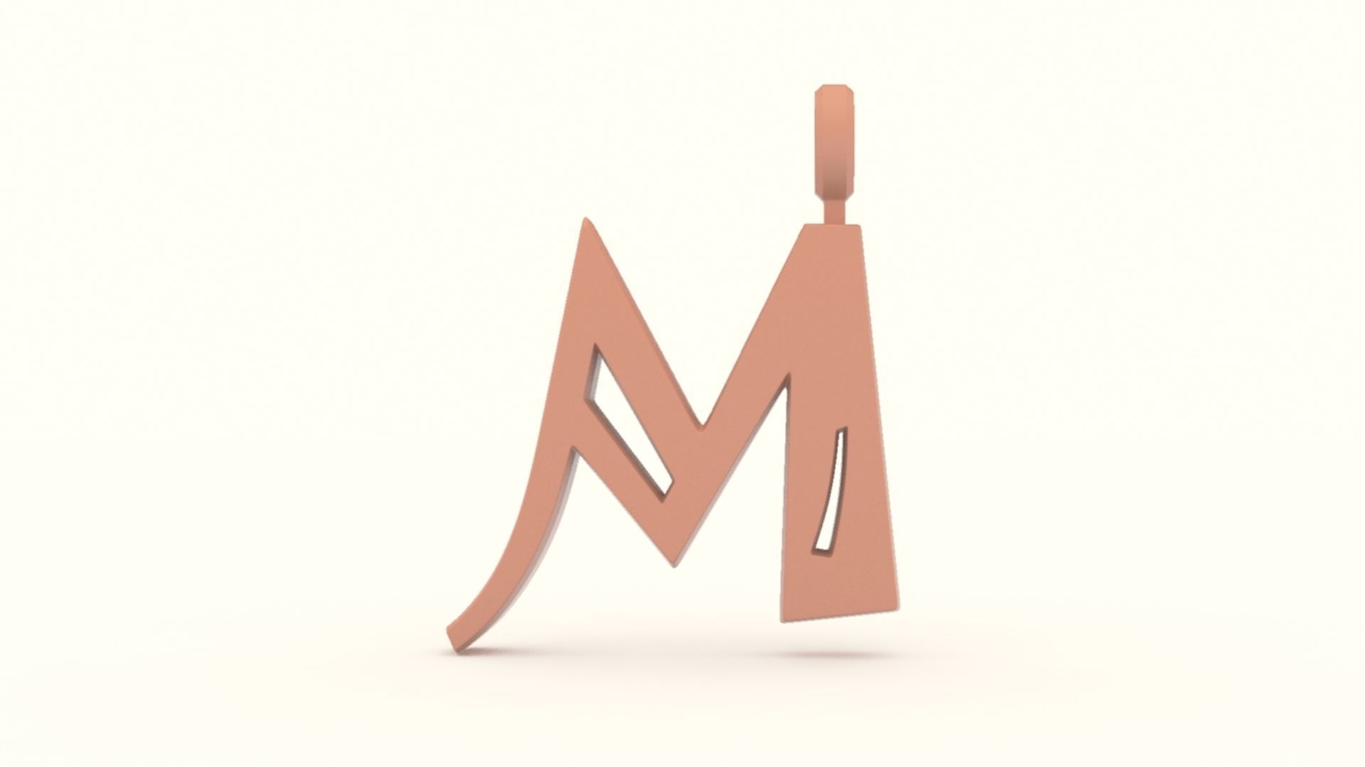 M Letter Pendant Platinum 3D print model_5