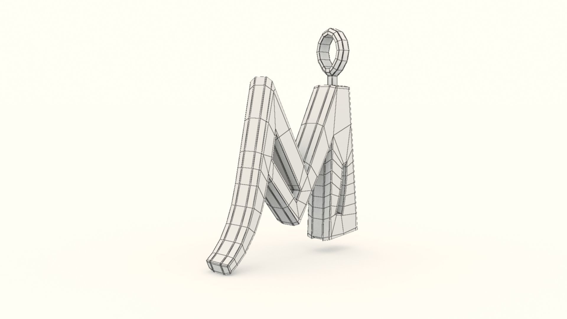 M Letter Pendant Platinum 3D print model_11