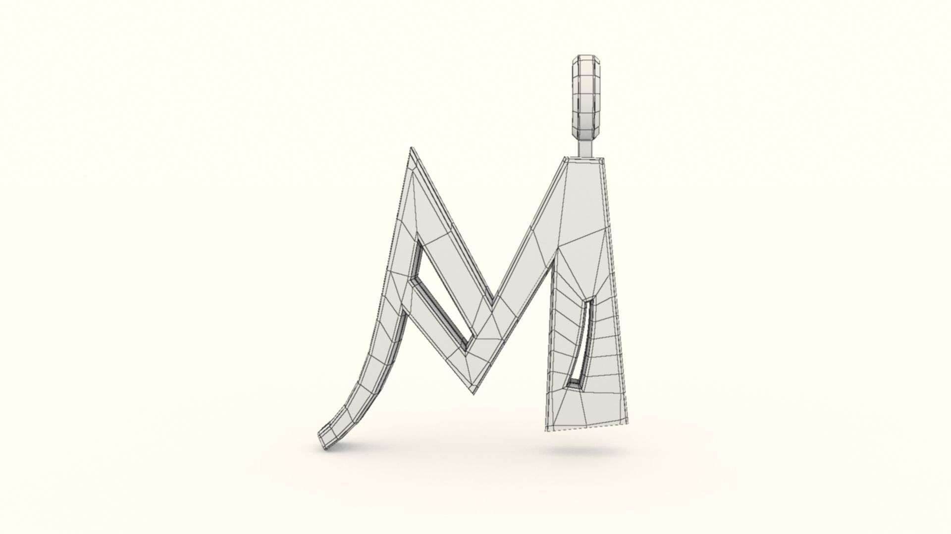 M Letter Pendant Platinum 3D print model_9