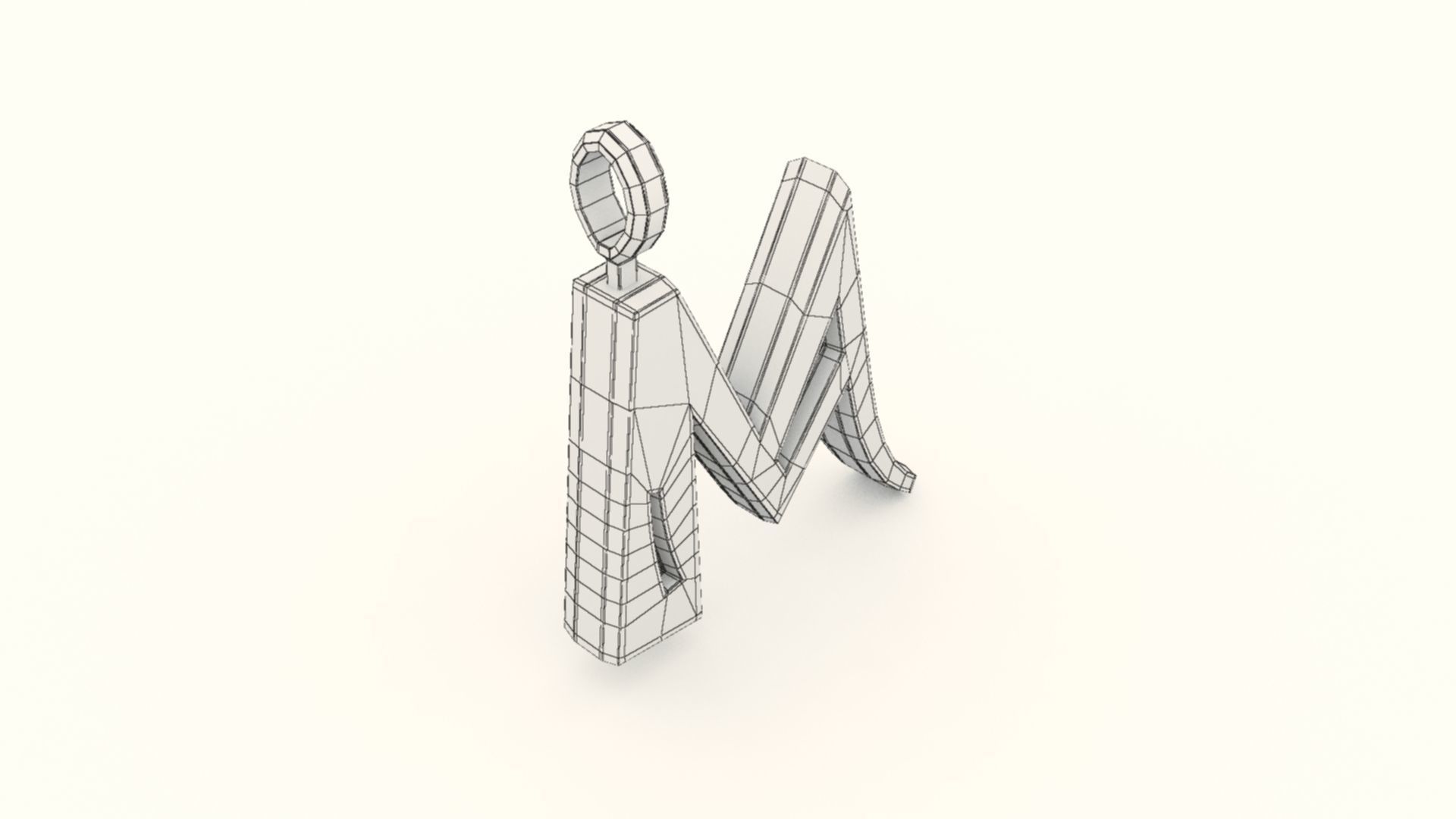 M Letter Pendant Platinum 3D print model_10