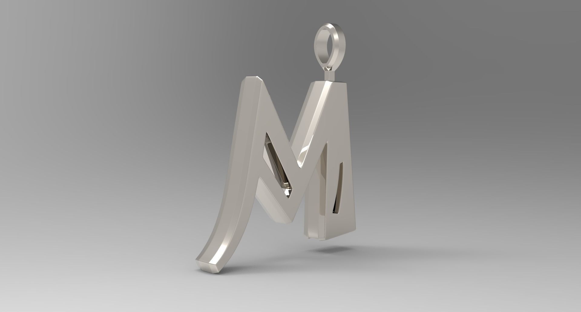 M Letter Pendant Platinum 3D print model_3