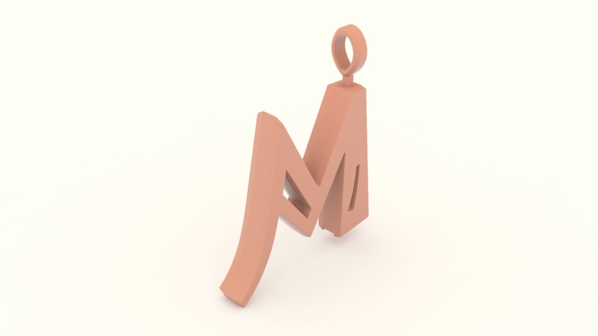 M Letter Pendant Platinum 3D print model_4