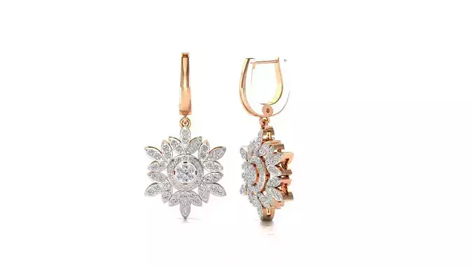 Earrings-72 earring in rose gold with diamonds