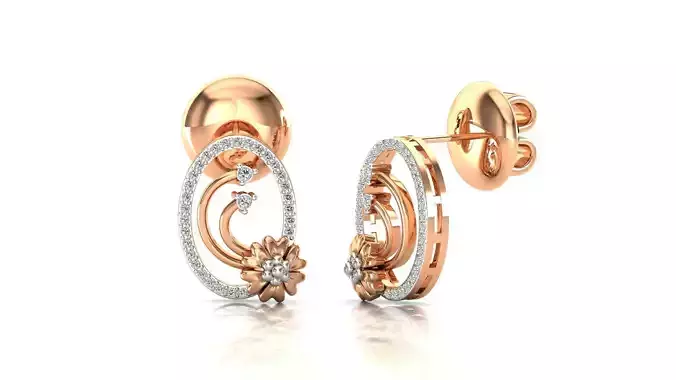 Earrings-64 rose gold earring with diamonds