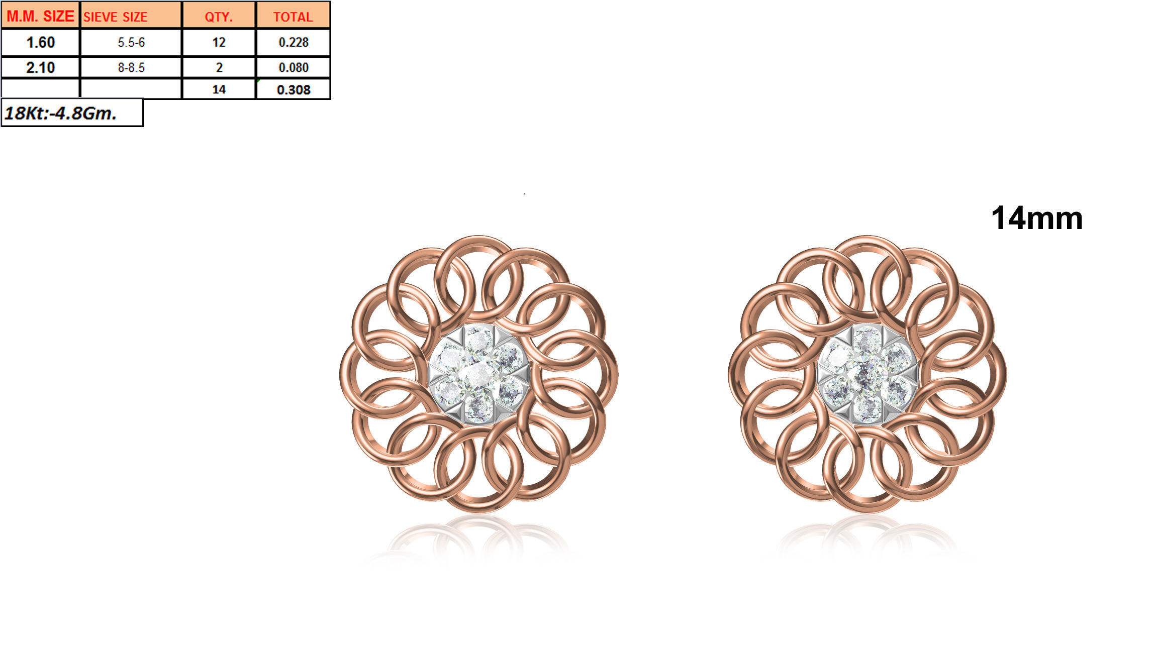 Earrings-28 rose gold stud earring with diamonds 3D print model_18