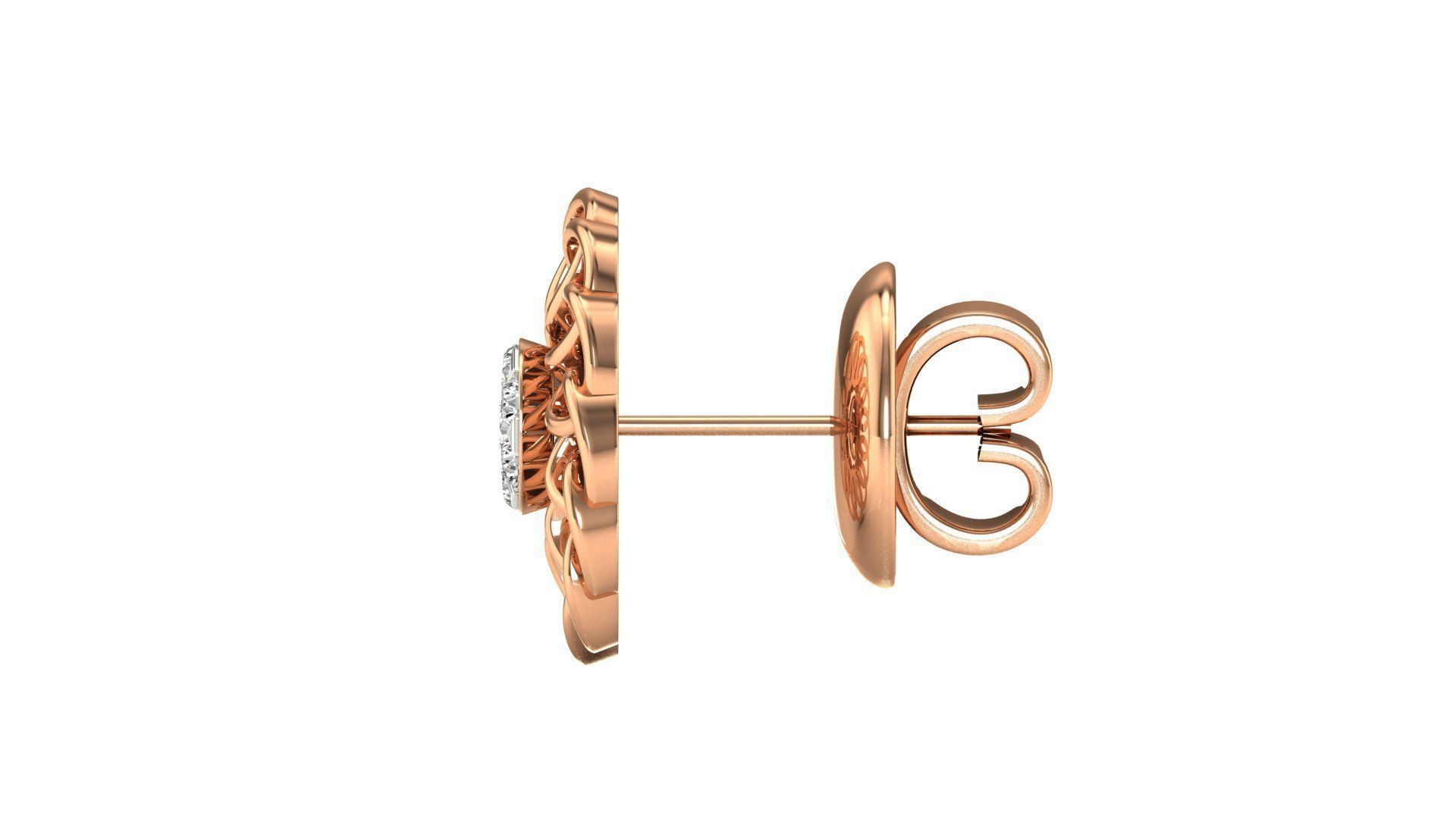 Earrings-28 rose gold stud earring with diamonds 3D print model_12