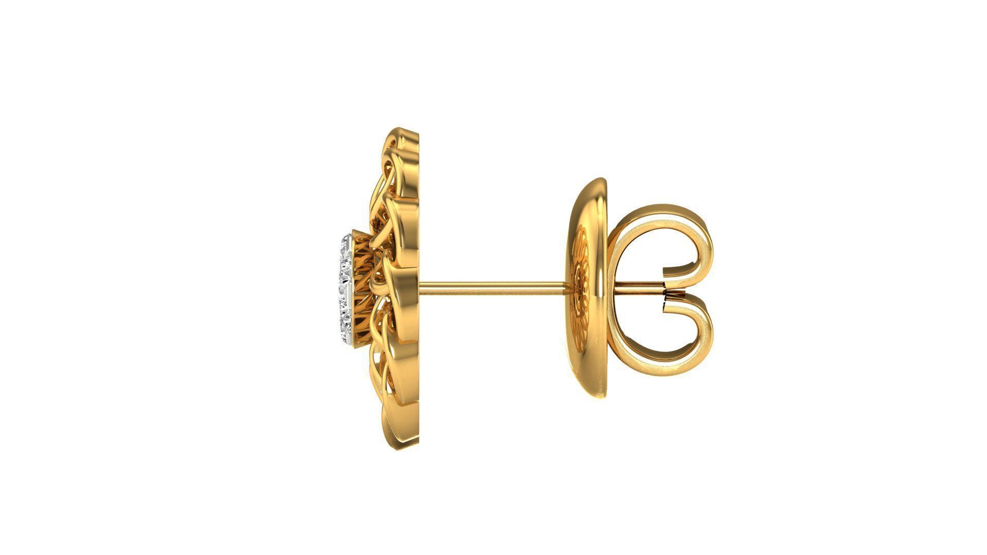 Earrings-28 rose gold stud earring with diamonds 3D print model_16