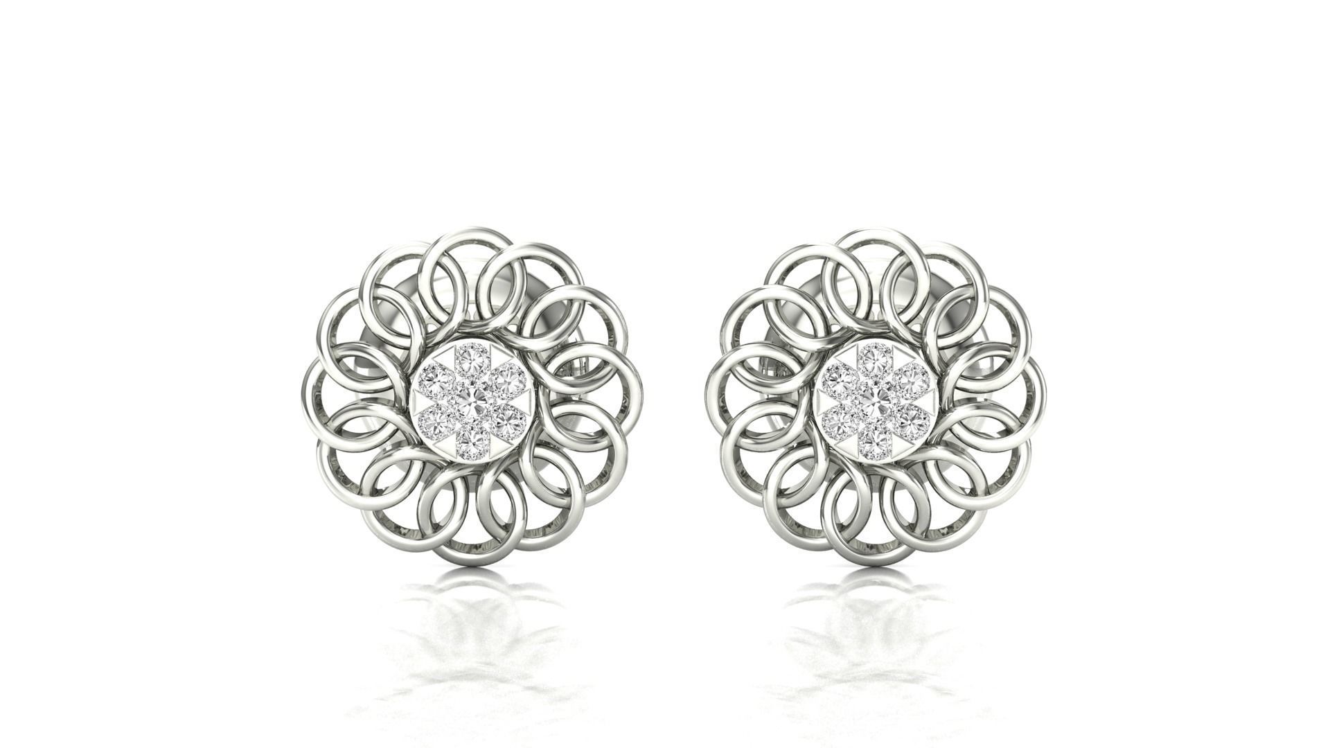 Earrings-28 rose gold stud earring with diamonds 3D print model_9