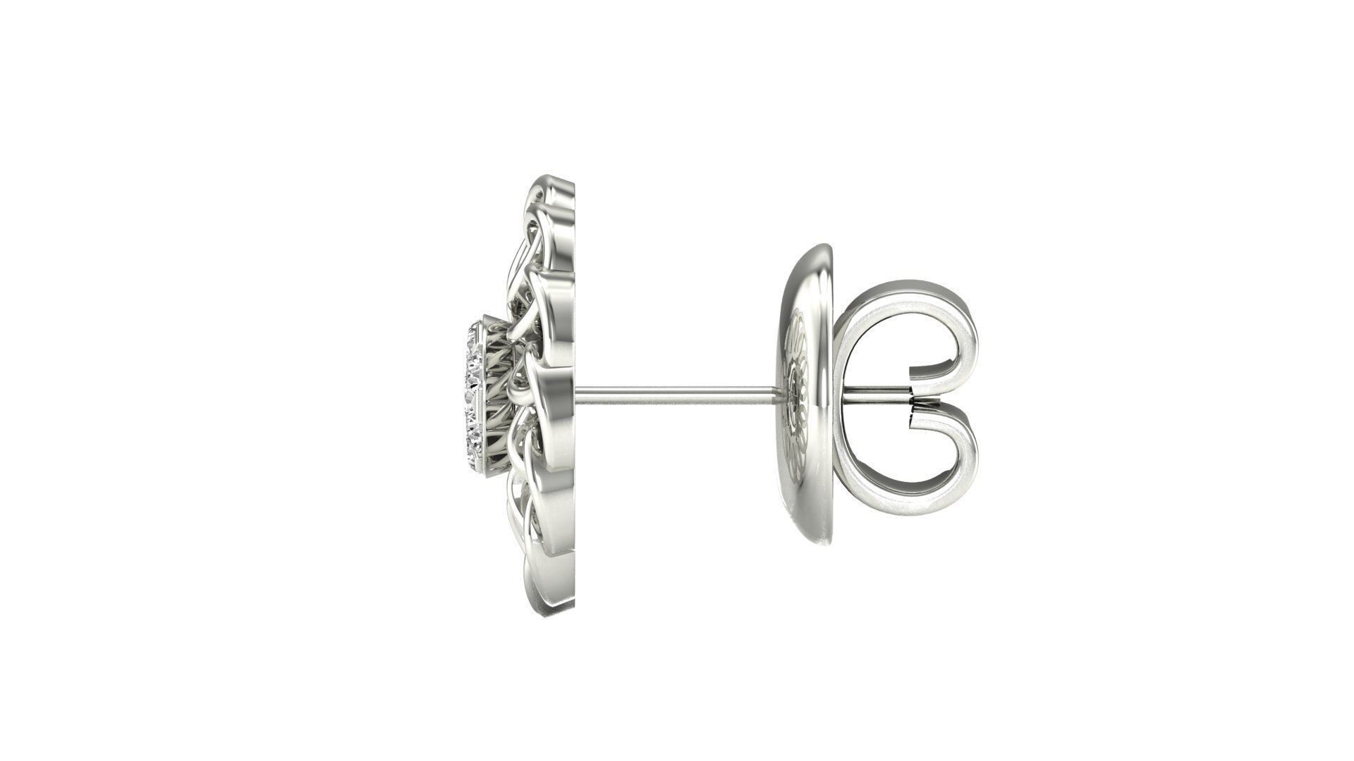 Earrings-28 rose gold stud earring with diamonds 3D print model_14