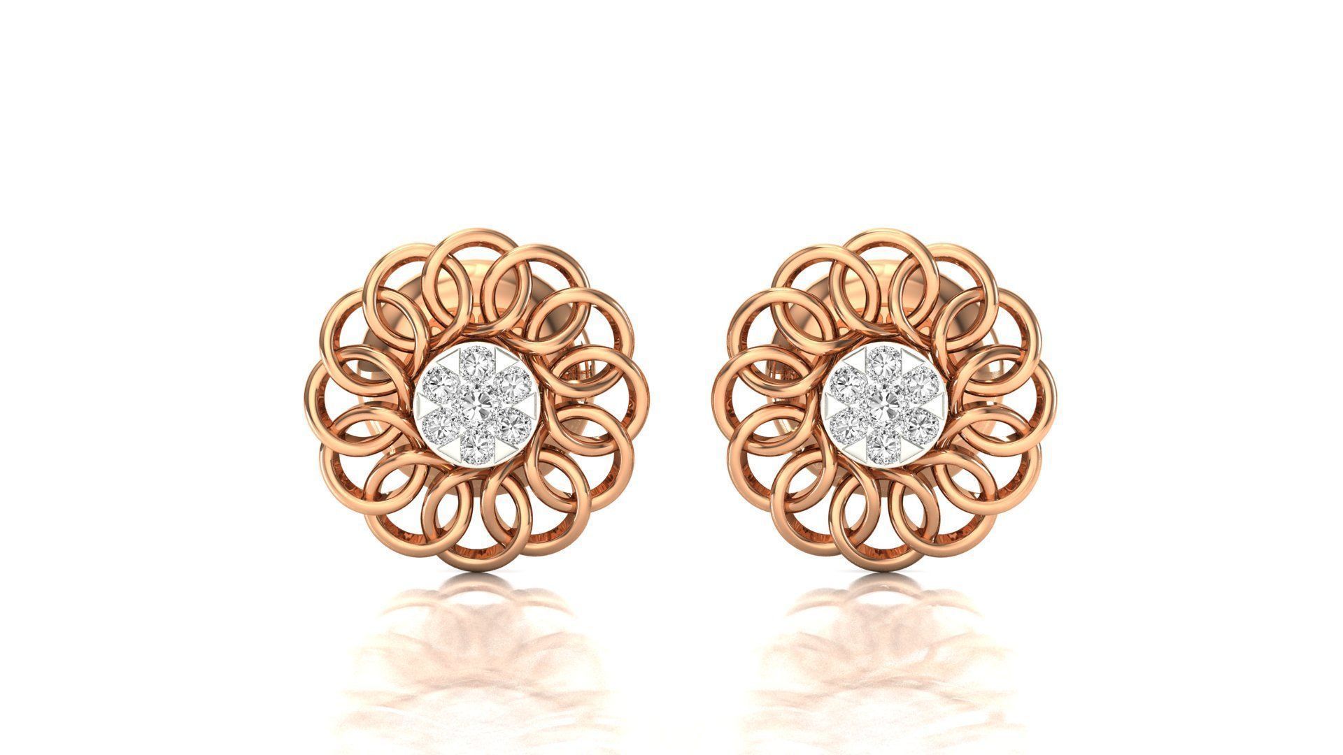 Earrings-28 rose gold stud earring with diamonds 3D print model_6