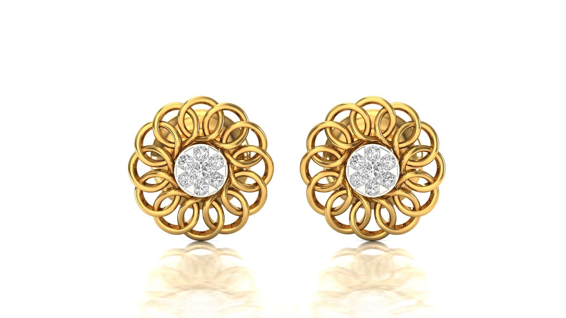 Earrings-28 rose gold stud earring with diamonds 3D print model_11