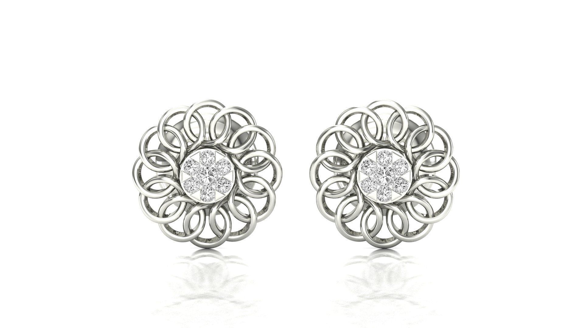 Earrings-28 rose gold stud earring with diamonds 3D print model_8