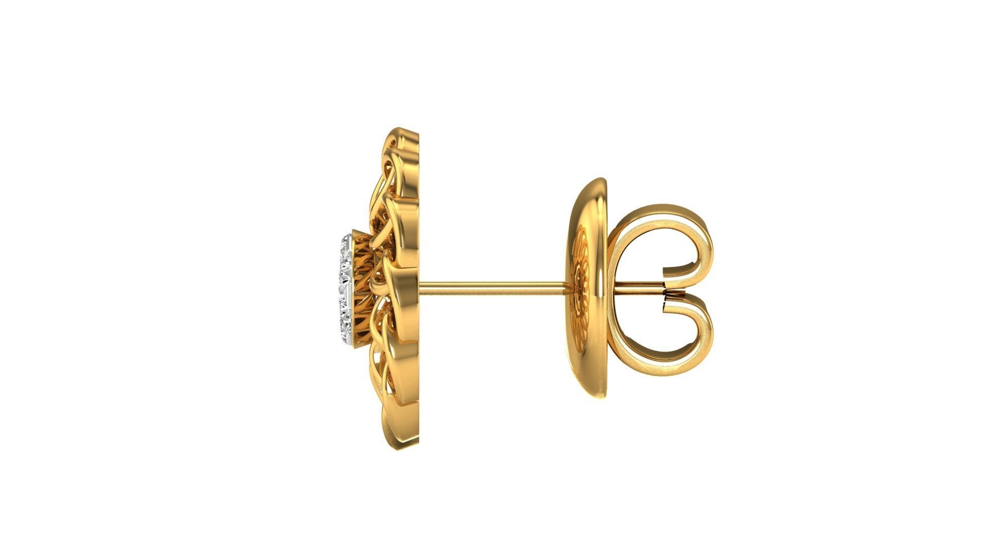 Earrings-28 rose gold stud earring with diamonds 3D print model_17