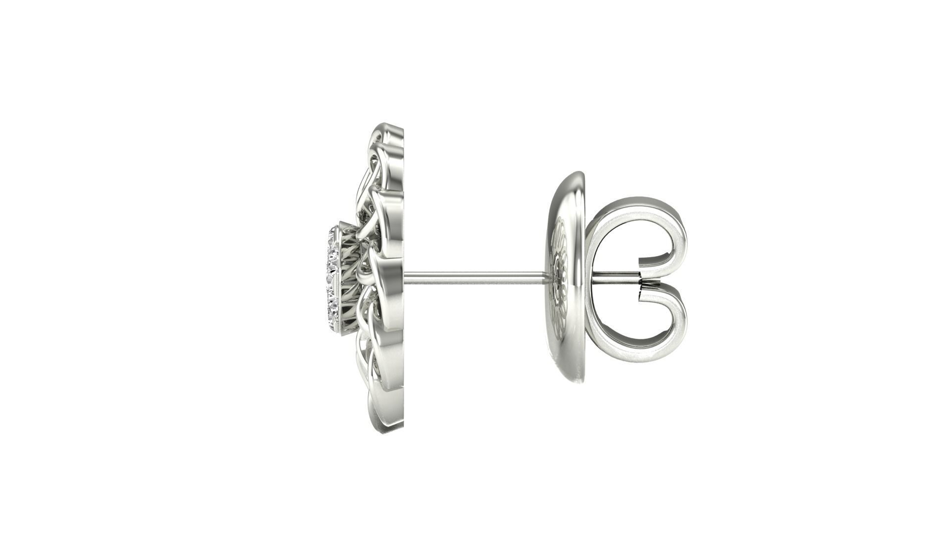 Earrings-28 rose gold stud earring with diamonds 3D print model_15