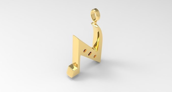 N Letter Pendant Gold 3D print model