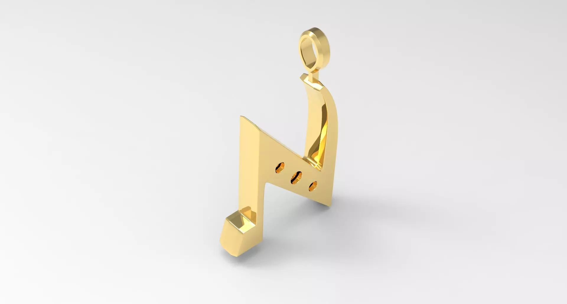 N Letter Pendant Gold 3D print model_0