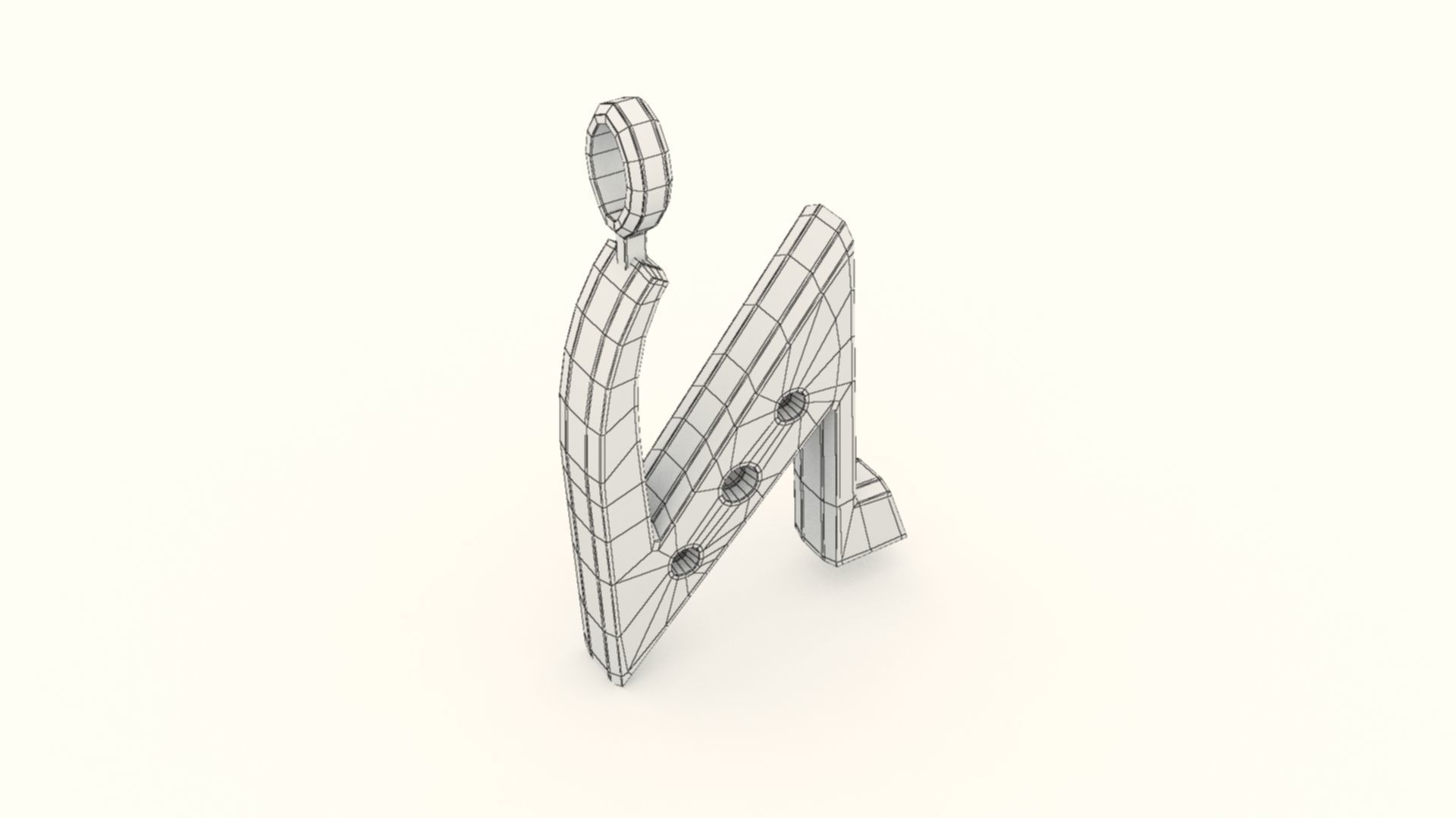 N Letter Pendant Gold 3D print model_10