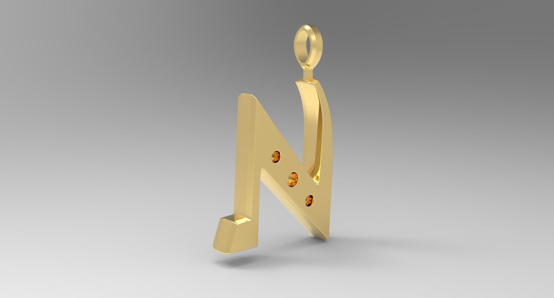 N Letter Pendant Gold 3D print model_3